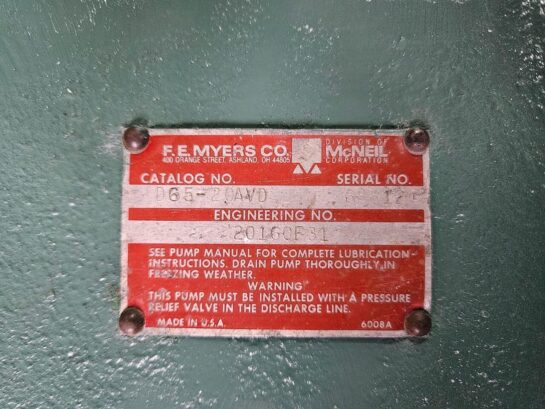 Refurbished Myers D65-20AVD High Pressure Reciprocating Pump Sprayer Jetter - 11250$ Picture 1 of 11 Picture 2 of 11 Picture 3 of 11