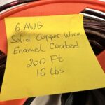 6 Gauge ENAMEL COATED SOLID COPPER WIRE 6 AWG 4.1mm 200 FEET ROLL - 300$ Picture 1 of 7 Picture 2 of 7 Picture 3 of 7 Picture 4 of 7 Picture 5 of 7 Picture 6 of 7 Picture 7 of 7 Picture 1 of 7 Picture 2 of 7