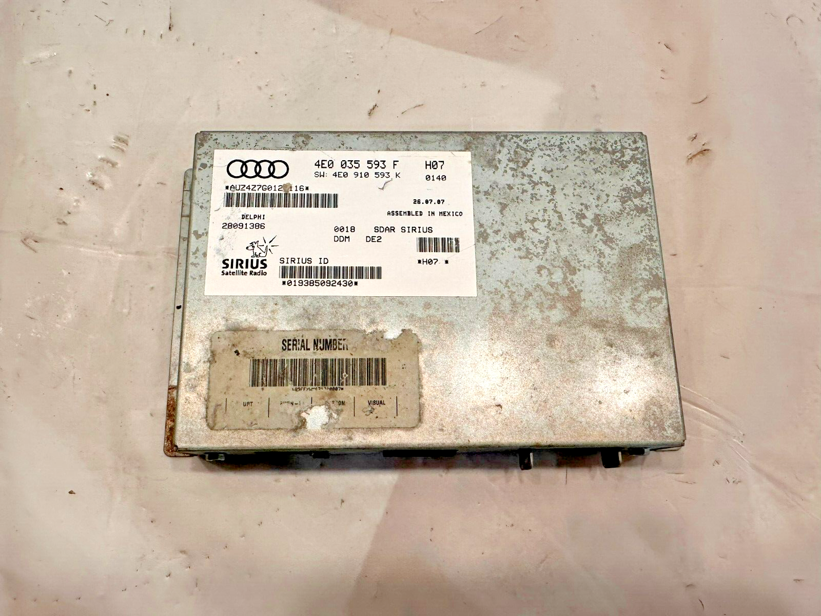 2007-2009 Audi Q7 Satellite Radio Receiver Control Module 4E0035593F OEM